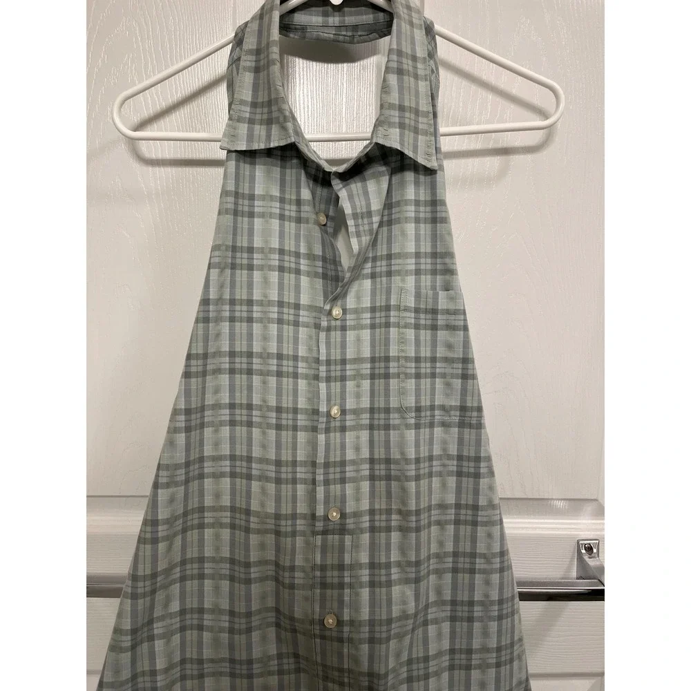 Kitchen Apron Repurposed Green Plaid Shirt Ladies OS for XS-XL